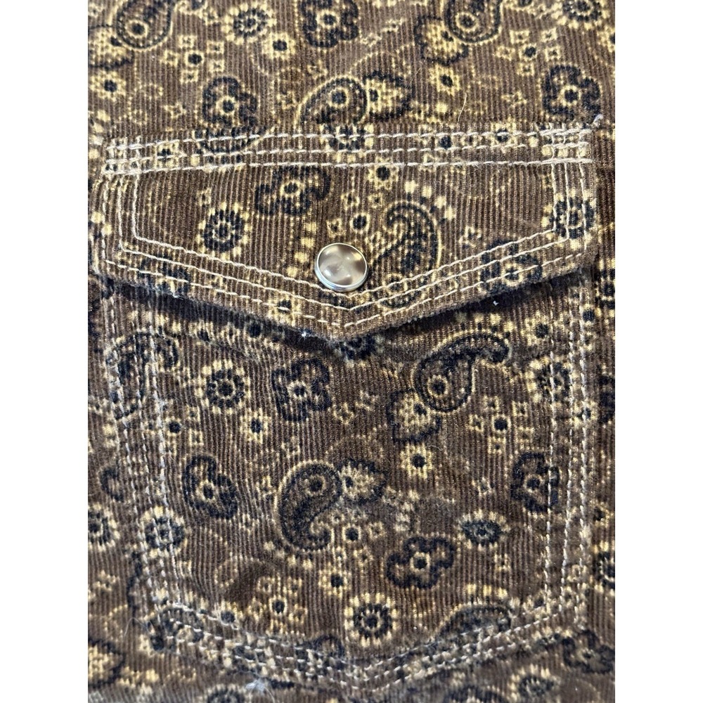 Age of Wisdom Shirt Mens XL Brown Paisley Corduroy Pearl Snap Western Button Up - Picture 3 of 8